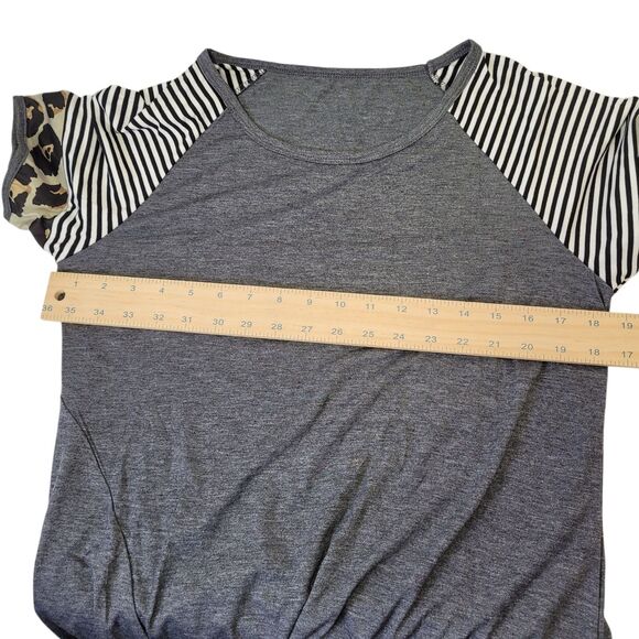 Women summer Twist Knot T-Shirt Dress Casual Short Sleeve Gray Size Medium - Picture 7 of 8